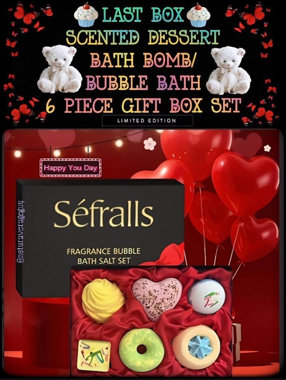 🆕️SCENTED DESSERT BATH BOMB/ BUBBLE BATH 6 PIECE GIFT BOX SET Y2K SPA BATH